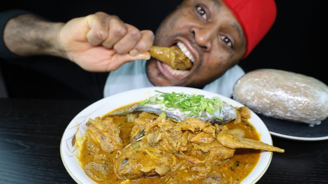 Mukbang Asmr Parts of CHICKENBONE,Fishbone Nigeria Ogbono Soup in Japan.