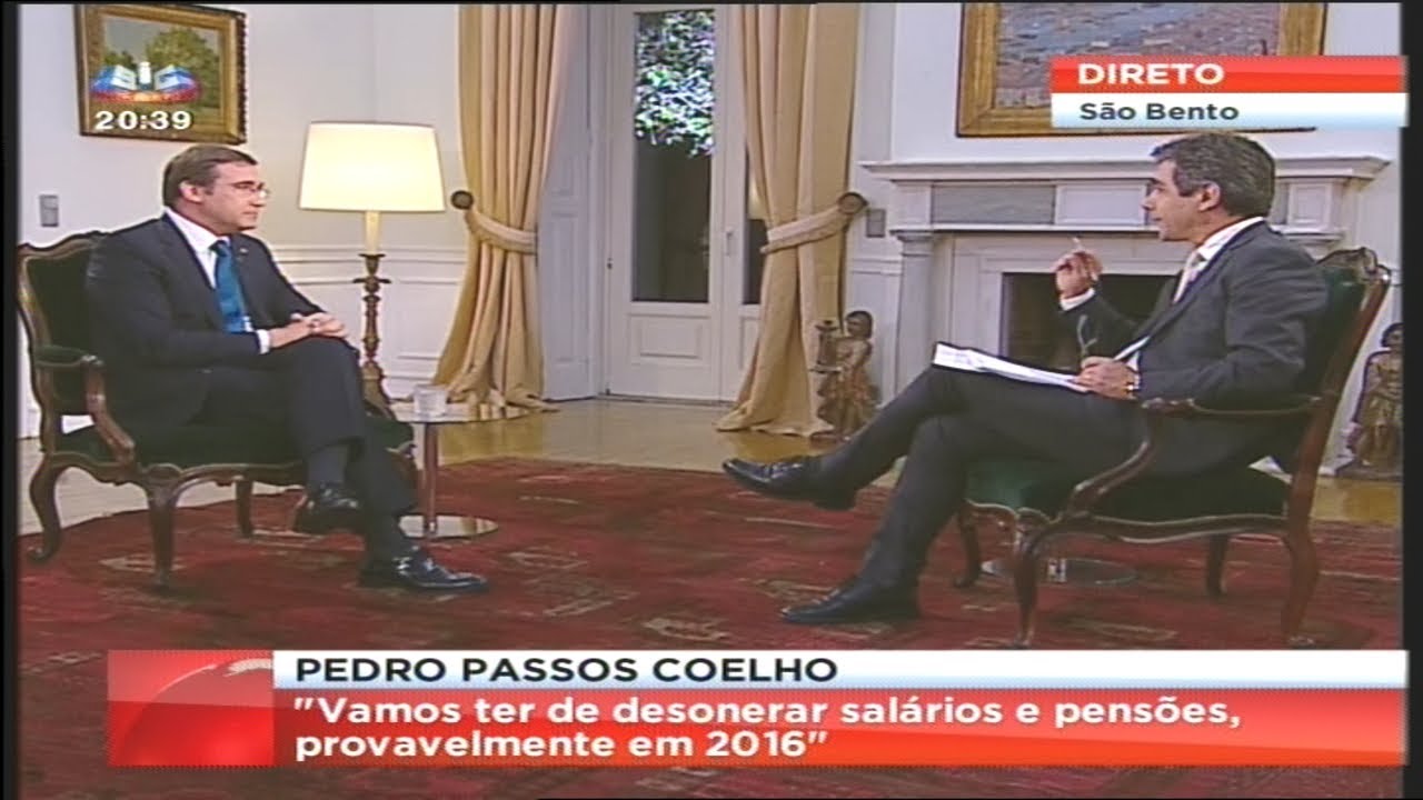 Pedro Passos Coelho em entrevista à SIC