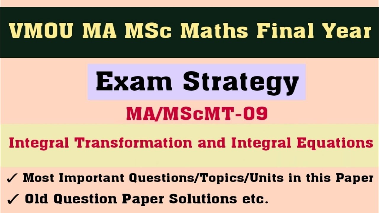 Exam Strategy MAMScMT- 09 ll VMOU MA MSc Maths Important Questions Units ll @FutureFirstClasses