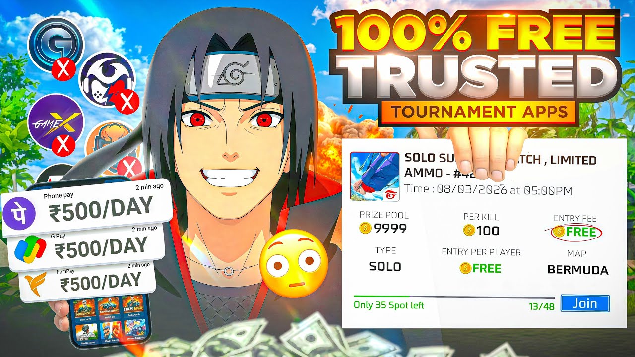 I FOUND BEST FREE SOLO TOURNAMENT APP💰ENTRY- ₹0🔥PER KILL-100 💴100% REAL TOURNAMENT APP⁉️FREE FIRE 🔥 