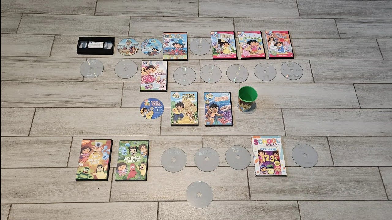 The Dora the Explorer and Go Diego Go VHS, DVD and Merch Collection.