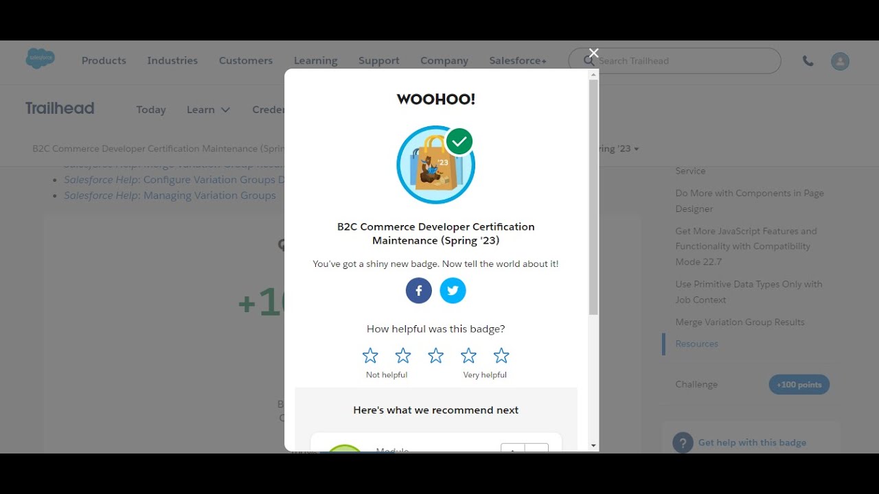 B2C Commerce Developer Certification Maintenance (Spring '23) - Salesforce Trailhead | Quiz Solution