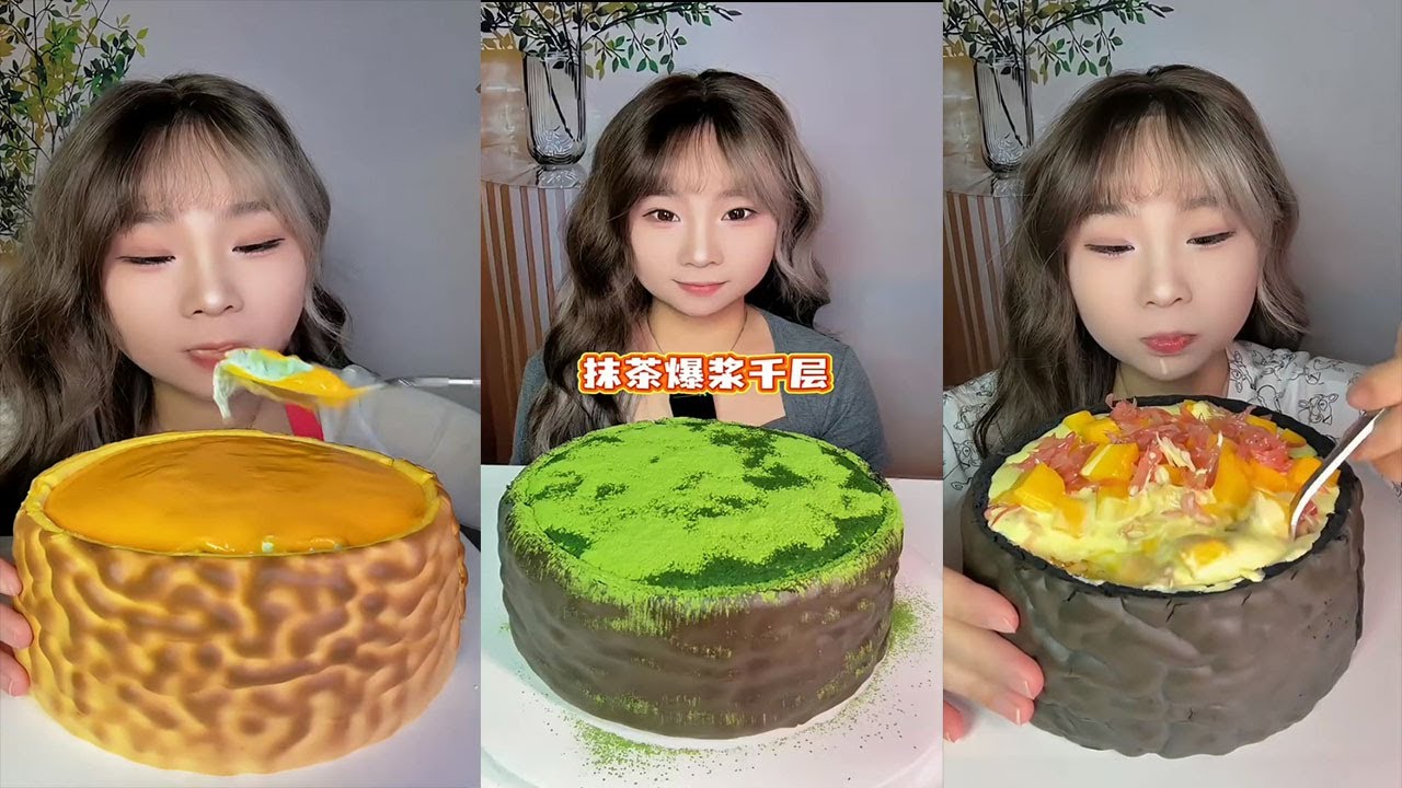 Asmr Chinese Dessert Show, Crepe Cake, Lava Cake || Eating Sounds