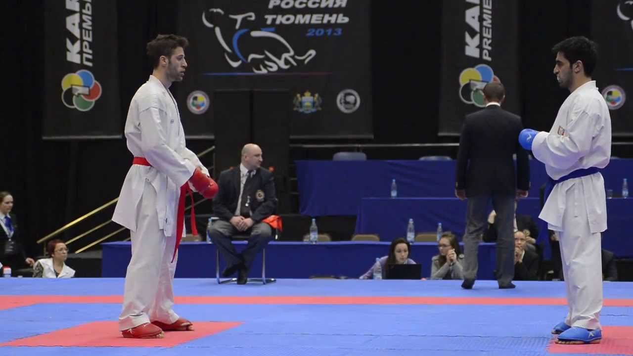 Tzanos Michail Georgios (GRE) - Gurbanli Asiman (AZE). Karate1. Tyumen, April 2013