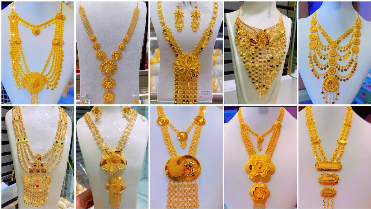 Lastest gold bridal necklace set designs 2025 Luxury gold bridal necklace set designs