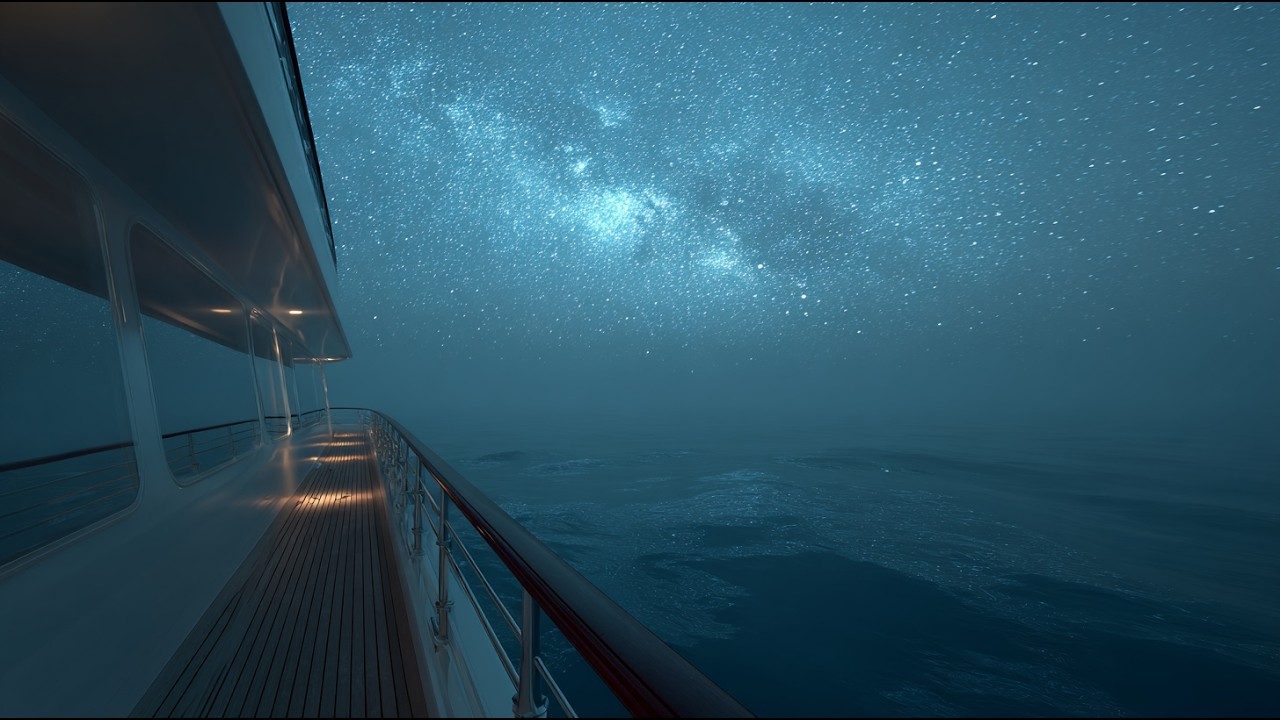 🌌🛥️ Midnight Yacht Ambience 🌊 Peaceful Sea Waves & Deep Relaxation Music