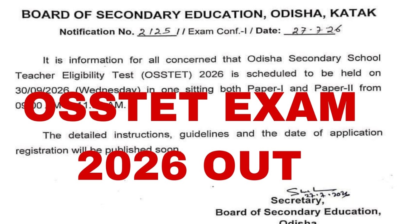 OSSTET 2026 NOTIFICATION OUT