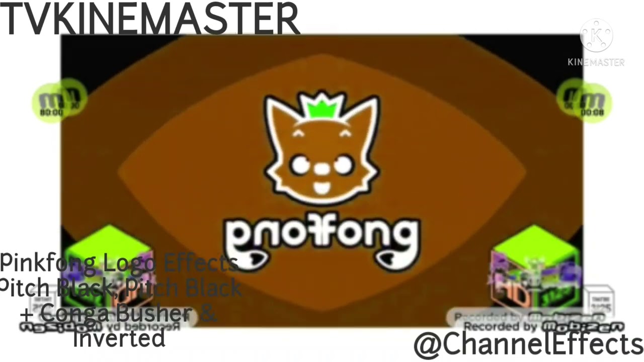 Pinkfong Logo Effects Pitch Black, Pitch Black + Conga Busher & Inverted
