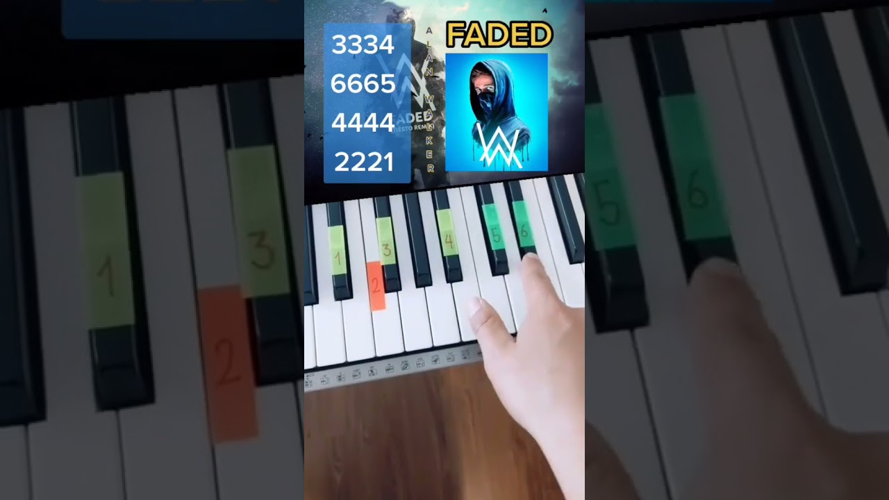 FADED - Alan Walker (PIANO TUTORIAL) EASY Piano F&aacute;cil Con N&uacute;meros
