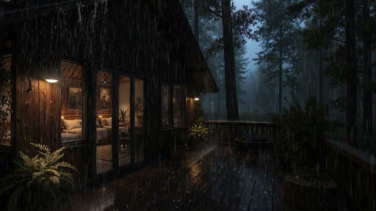Quiet Rain Over a Woodland Cabin 🏡 Deep Sleep Indoor Atmosphere | 4K – No Ads
