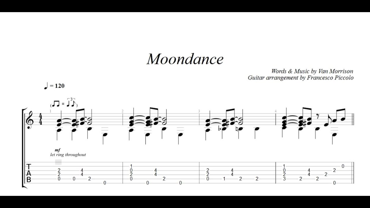 Fingerstyle Guitar -  Moondance (From Jazz Tunes Vol.2, Nr.11)