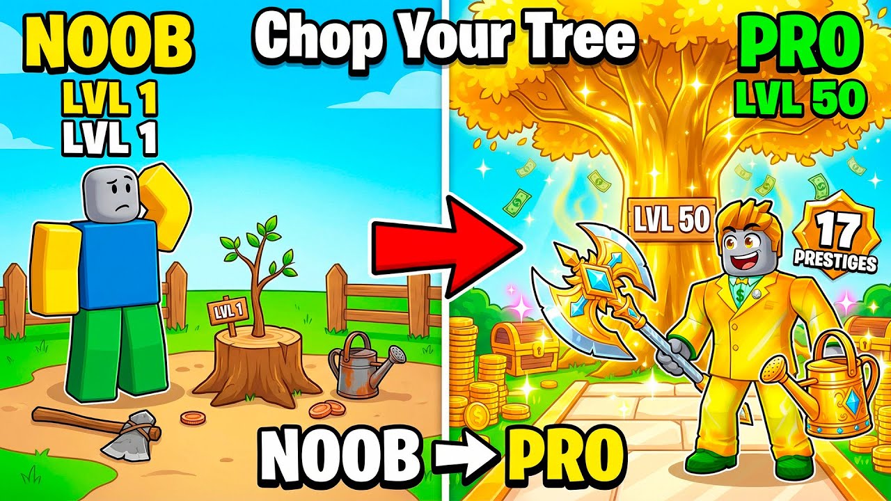 Roblox Chop Your Tree 🌳🔥 Noob to Pro! Level 50 Tree & 17 Prestiges