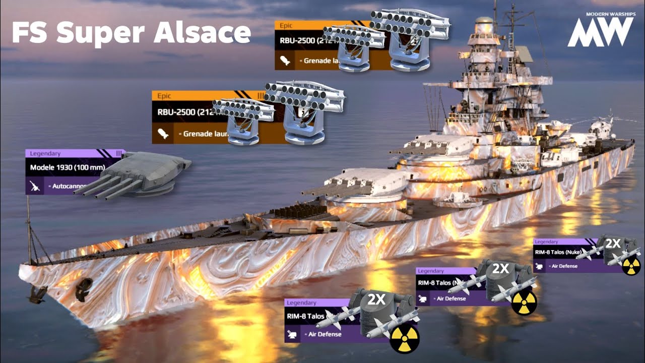 Modern Warships New Battleship : FS super Alsace with RBU-2500 & RIM-8 Talos 6X 🤔☠️