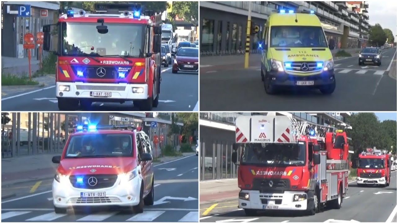 Airhoorn Brandweer en Ziekenwagen met spoed onderweg naar meldingen in Gent