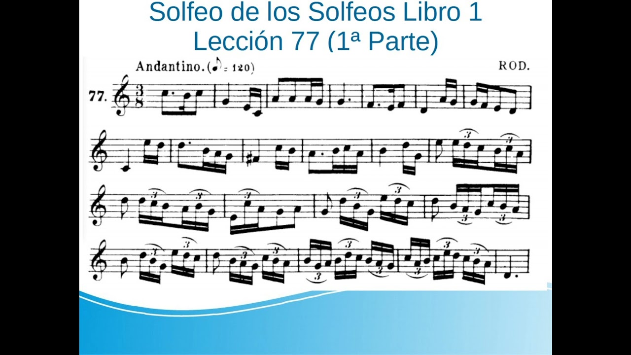 Tresillo de semicorchea compás 3/8 Solfeo de los Solfeos Libro Lección 77