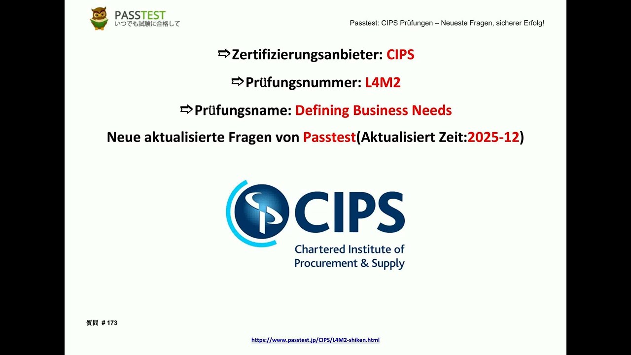[2025-12] Passtest CIPS 認定 L4M2 試験問題 (Q173-Q188)