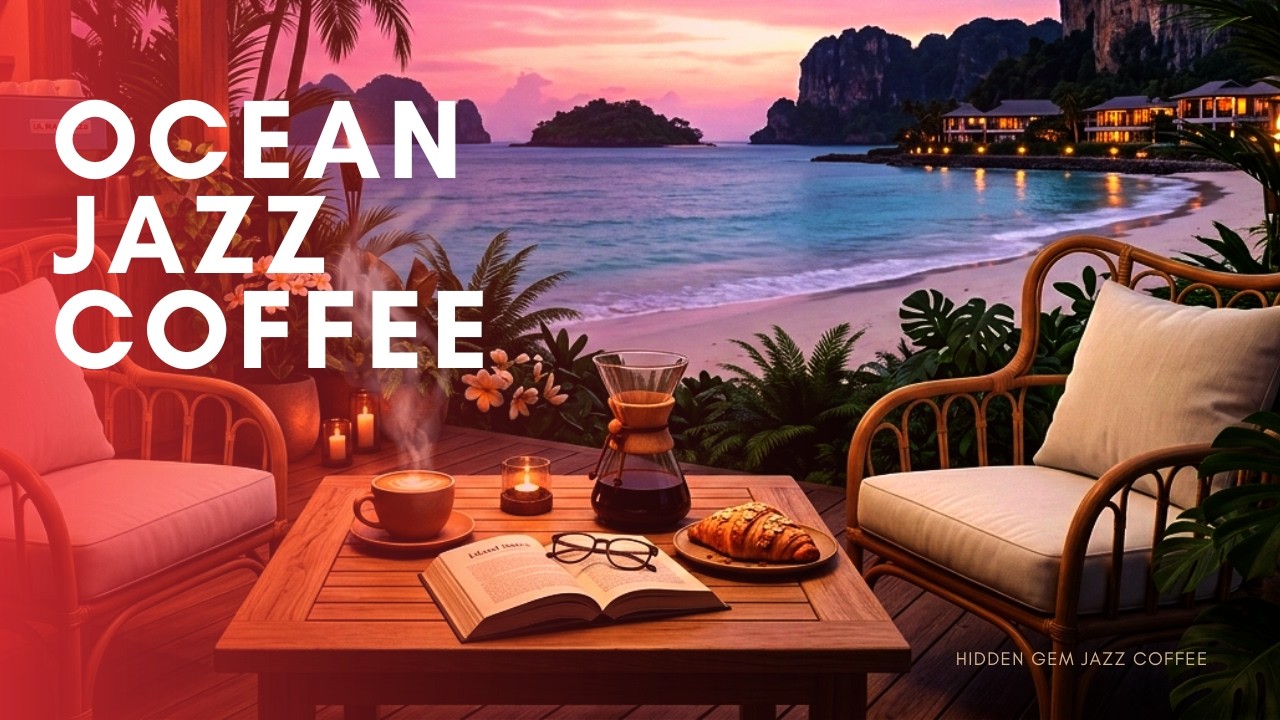 🔴 LIVE: Cozy Ocean Coffee Shop ☕ Relaxing Jazz & Ocean Waves Ambience for Study, Work & Focus