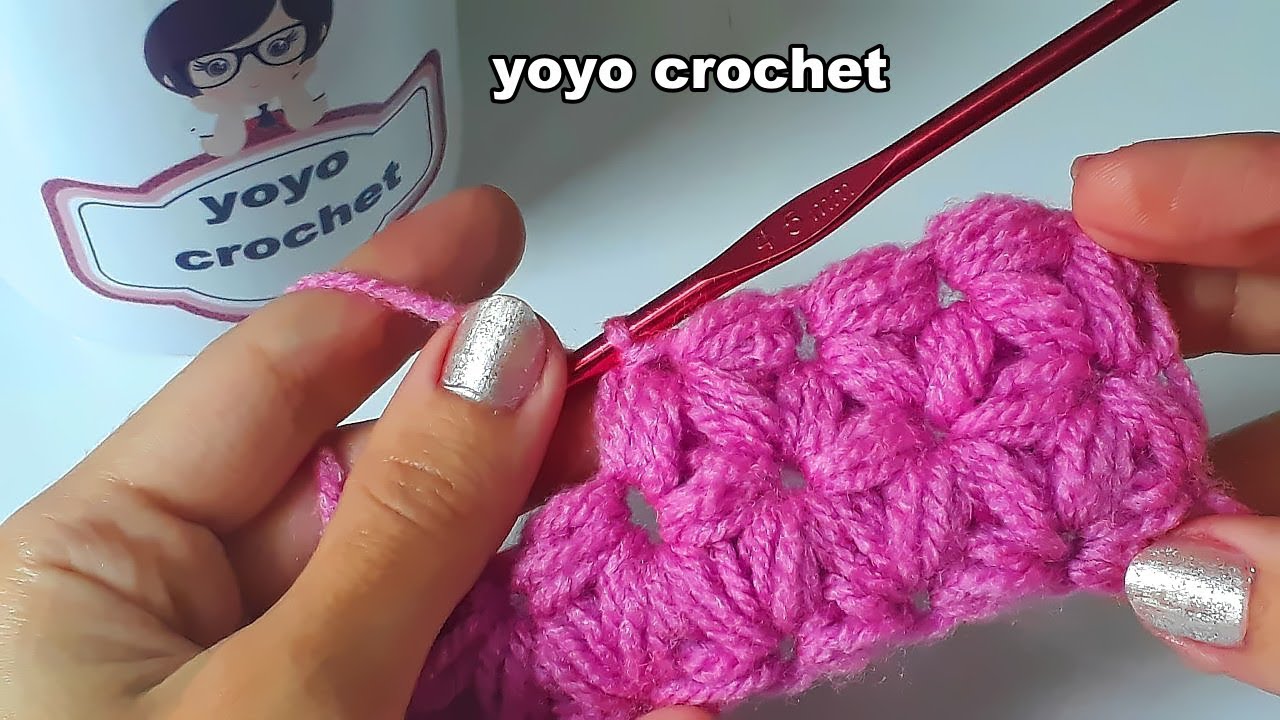 كروشية غرزة الياسمين بالتفصيل -  jasmine puff stitch #يويو كروشية#