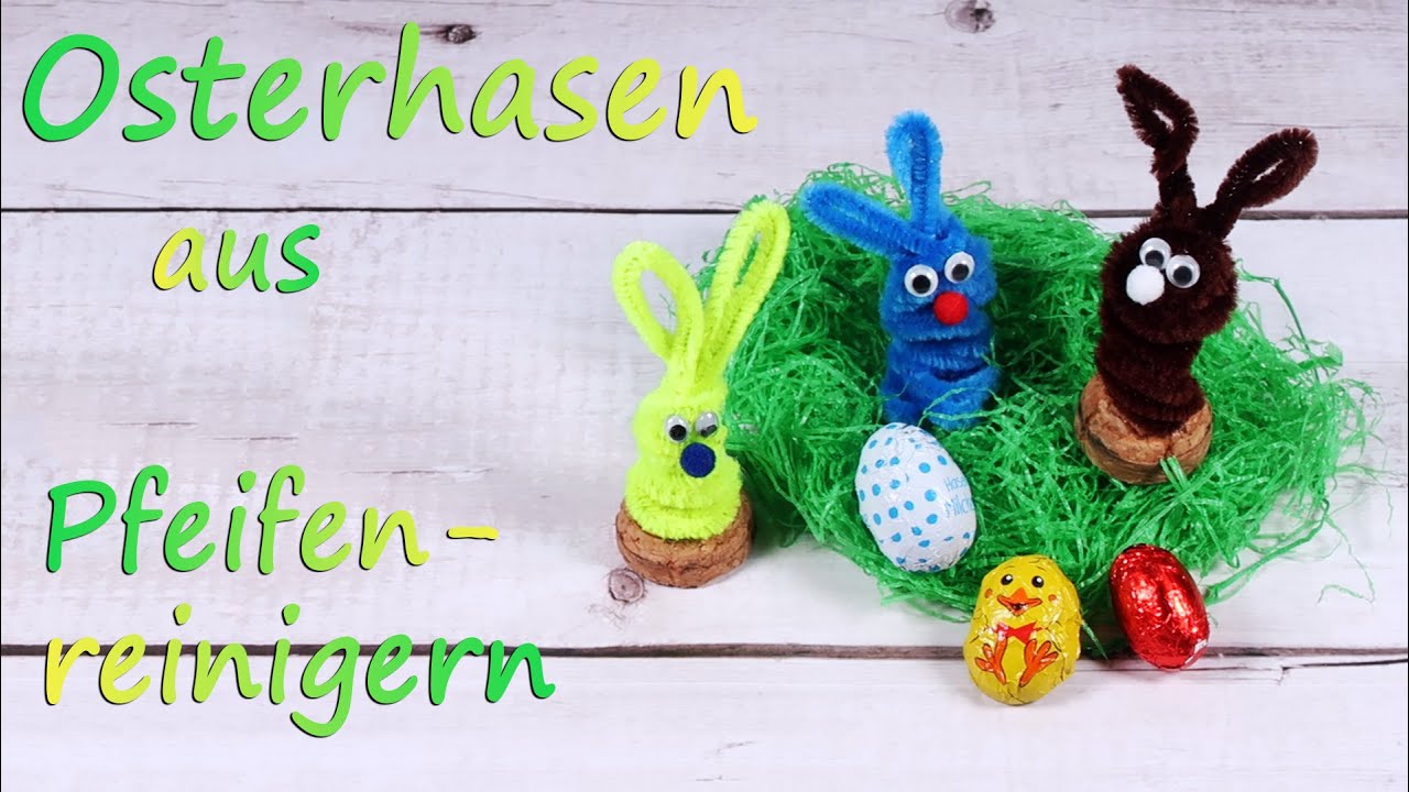 Osterhasen aus Pfeifenreiniger - Bastelanleitung 🐇