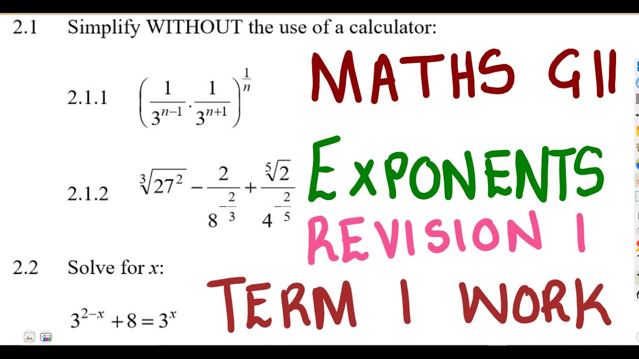 Mathematics Grade 11 Exponents and Surds Exam @Maths Zone African Motives @Maths Zone TV