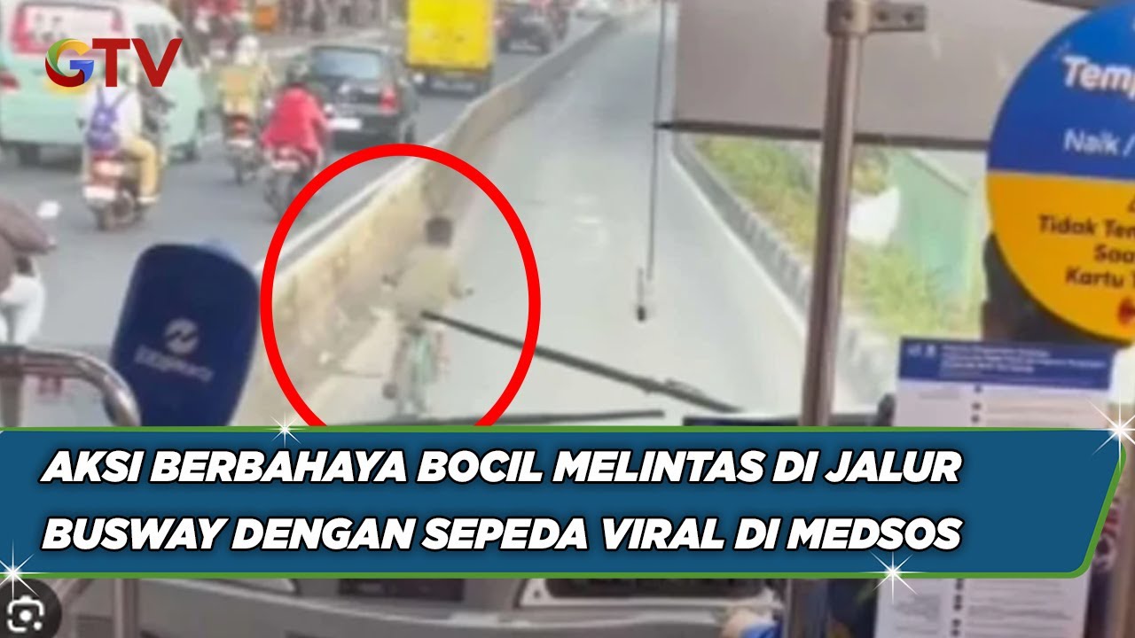 Aksi Berbahaya Bocil Melintas di Jalur Busway dengan Sepeda Viral di Medsos - BIP 15/08