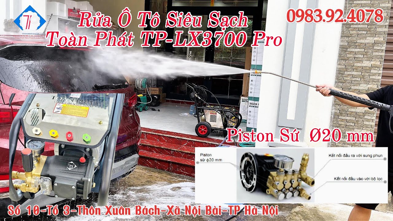 Chính Hãng Toàn Phát Test Thực Tế Máy Rửa Xe Công Nghiệp Toàn Phát TP LX3700 Pro Áp Lực Cực Mạnh