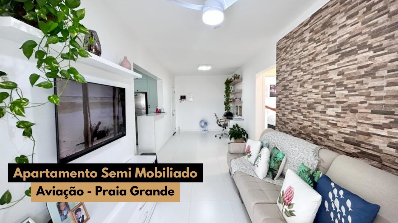 Apartamento Semi Mobiliado Vista Mar na Aviação, Praia Grande-SP