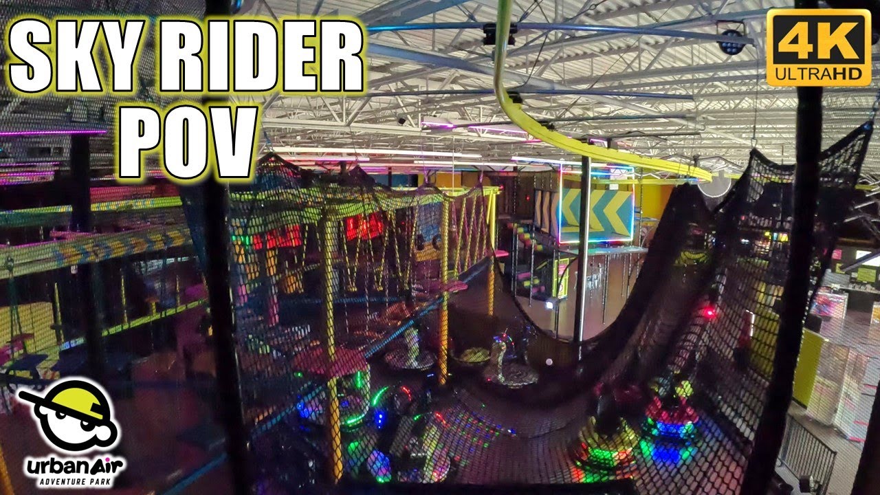 Sky Rider POV (4K 60FPS), Urban Air Adventure Park (Waterbury, CT) Zipline Coaster | Non-Copyright