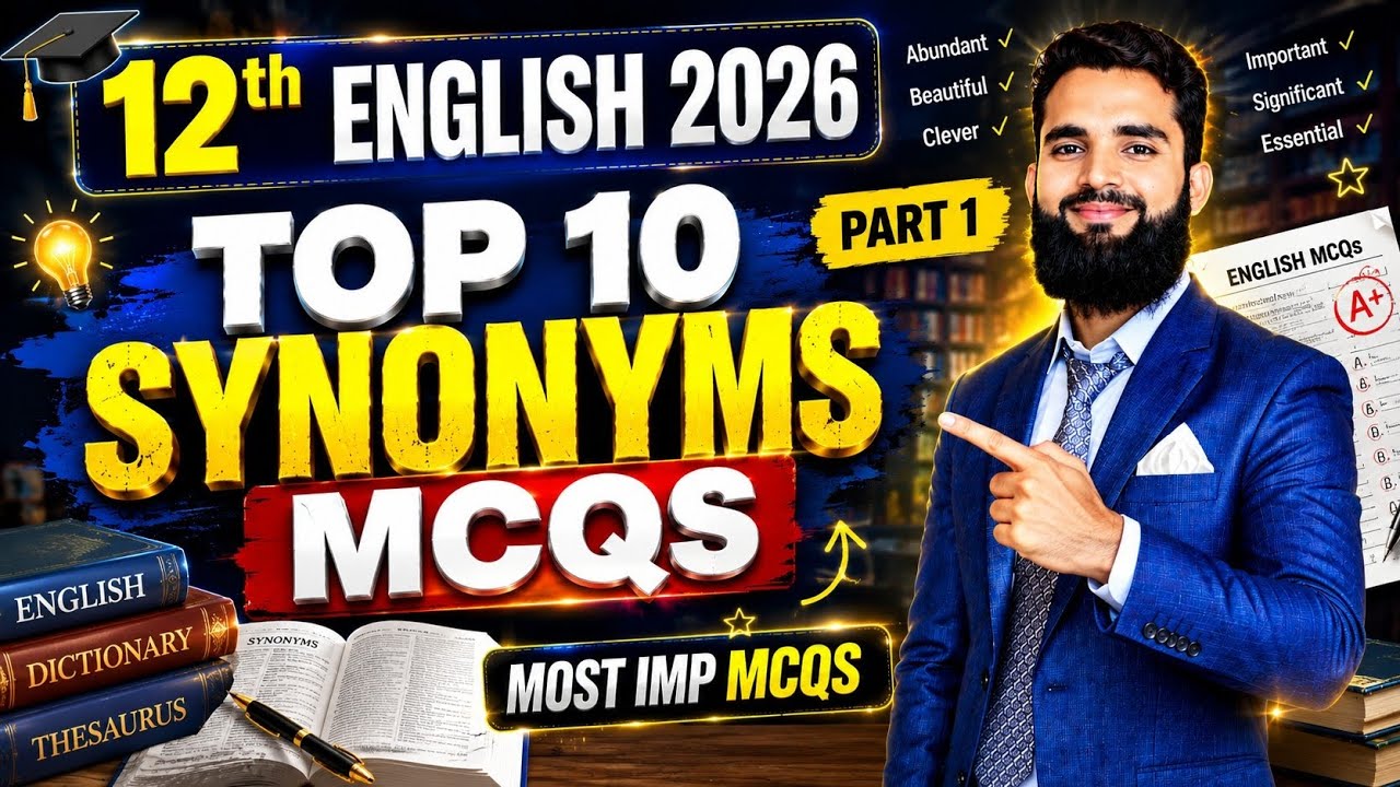 2nd Year English Synonyms MCQs 2026 | 12th Class English Most Important Synonyms MCQs Punjab Boards