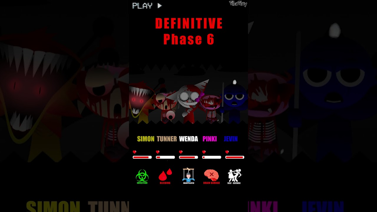 HP Bar Simon Tunner Wenda Pinki Jevin in 3 - 10 Definitive Phases #sprunki  #incredibox