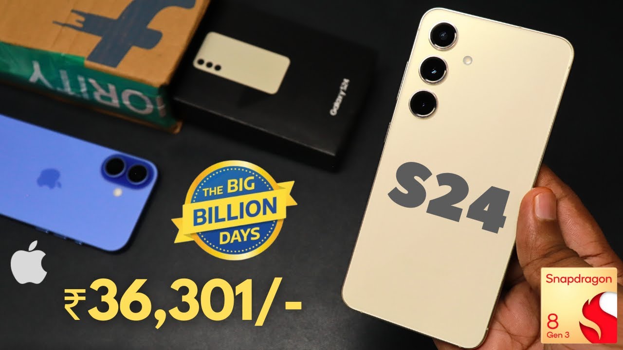 Samsung S24 only @ ₹36,301/-  vs iPhone 16 Unboxing  | Flipkart Big Billion Days Sale