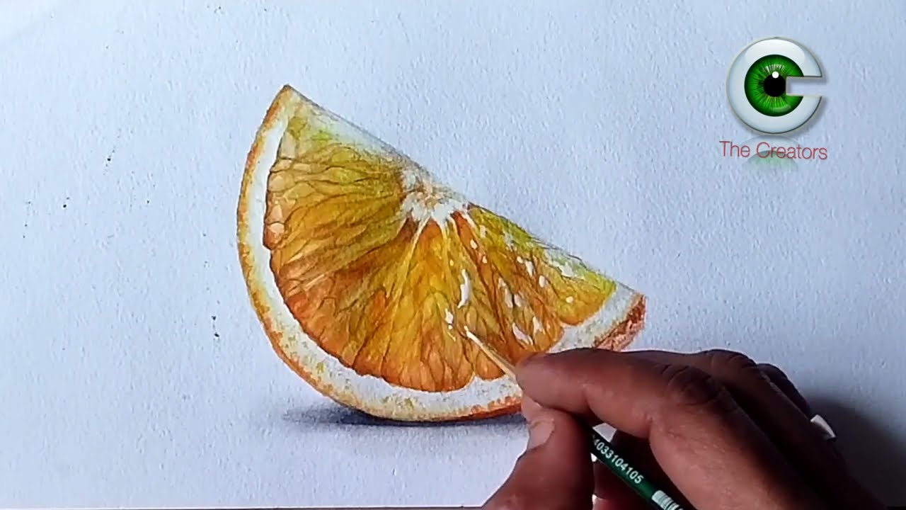 How to draw an orange slice in water color