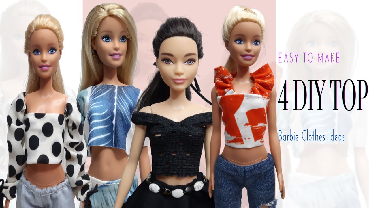 Barbie 4 DIY Top for Dolls - Barbie Clothes Ideas Tutorial #topbarbiedolls #barbiedresscollection
