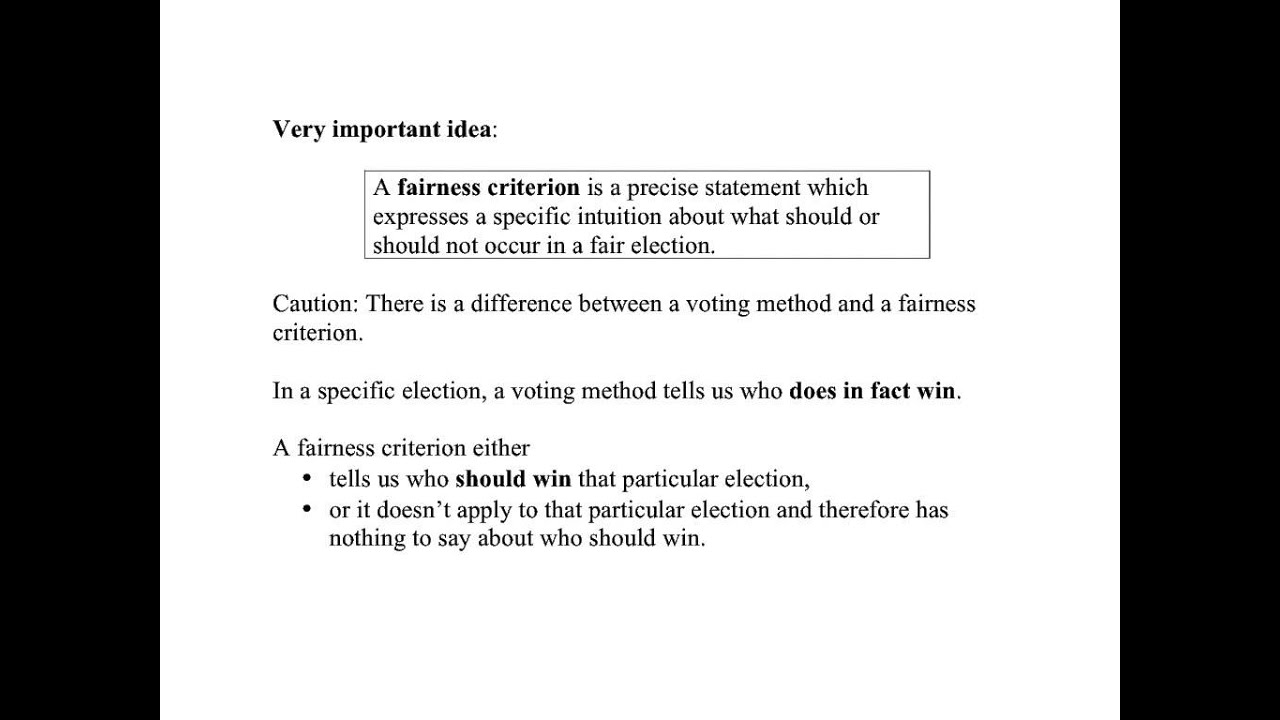 Math 103 Voting 03: Fairness criteria; the Majority Criterion