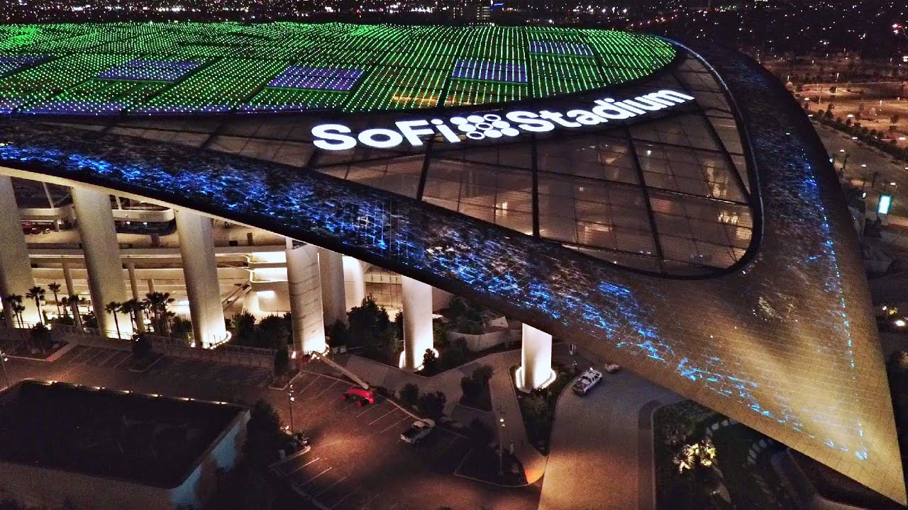 SoFi Stadium Amazing Roof Lights Aerial Tour