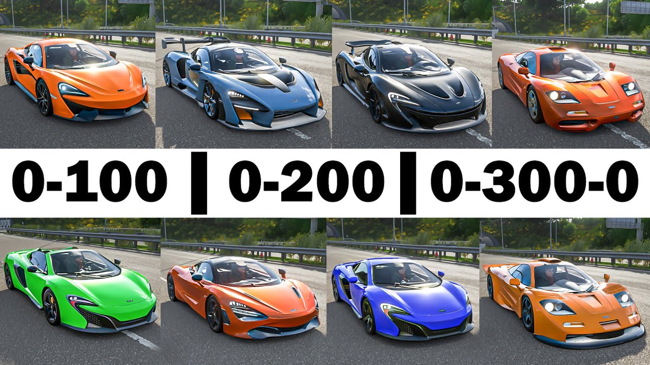 FH4 Acceleration Battle - Mclaren P1, 720S, Senna, 570S, 650S, 650S Spider, F1 & F1 GT!