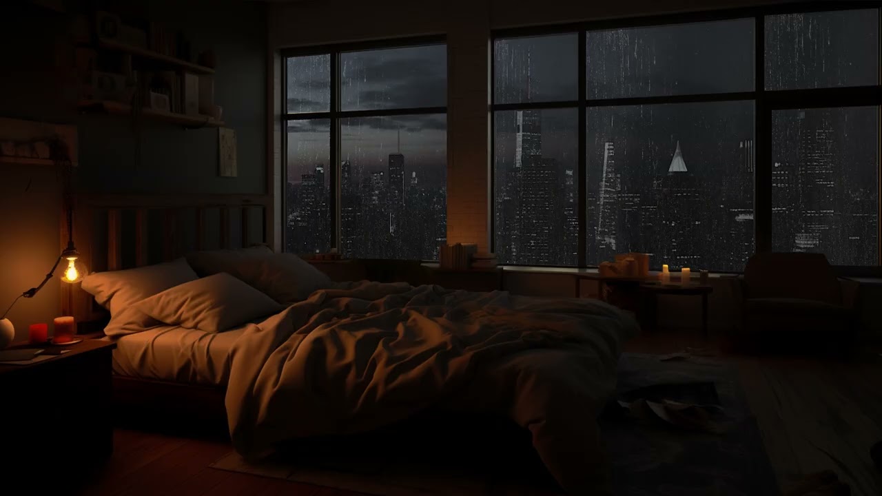 A Rainy Night In The City 🌧️ Luxurious Apartment Window - The Soothing Sound Of Rain - Meditation