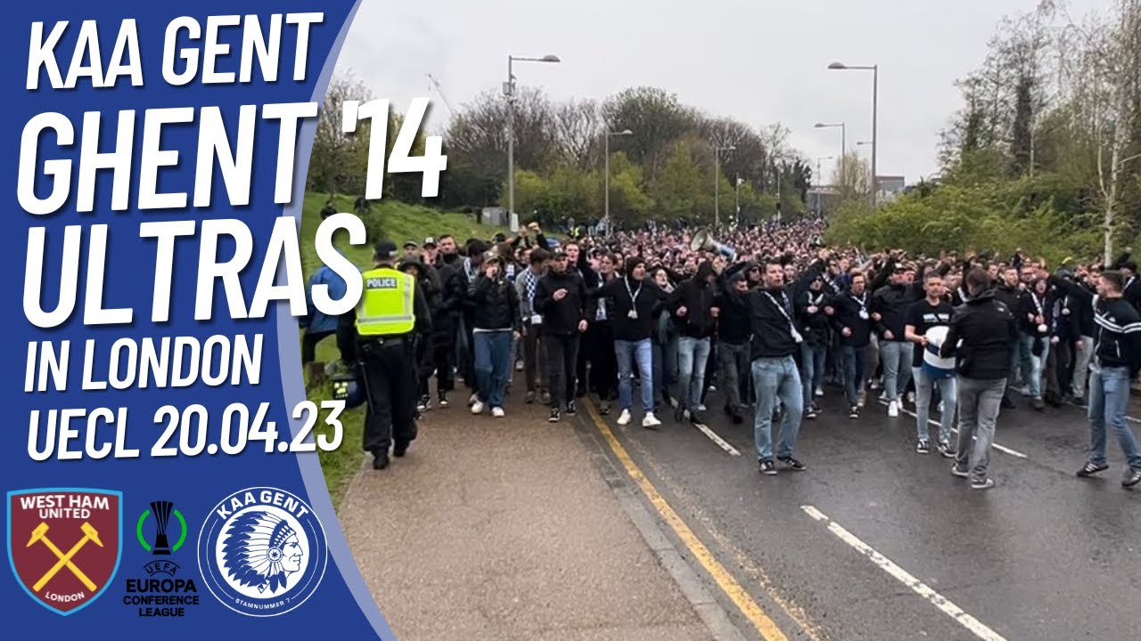 ULTRAS GHENT ’14 IN LONDON 🔵⚪️ QUARTER-FINAL Conference League West Ham vs KAA Gent 20.04.23 #UECL