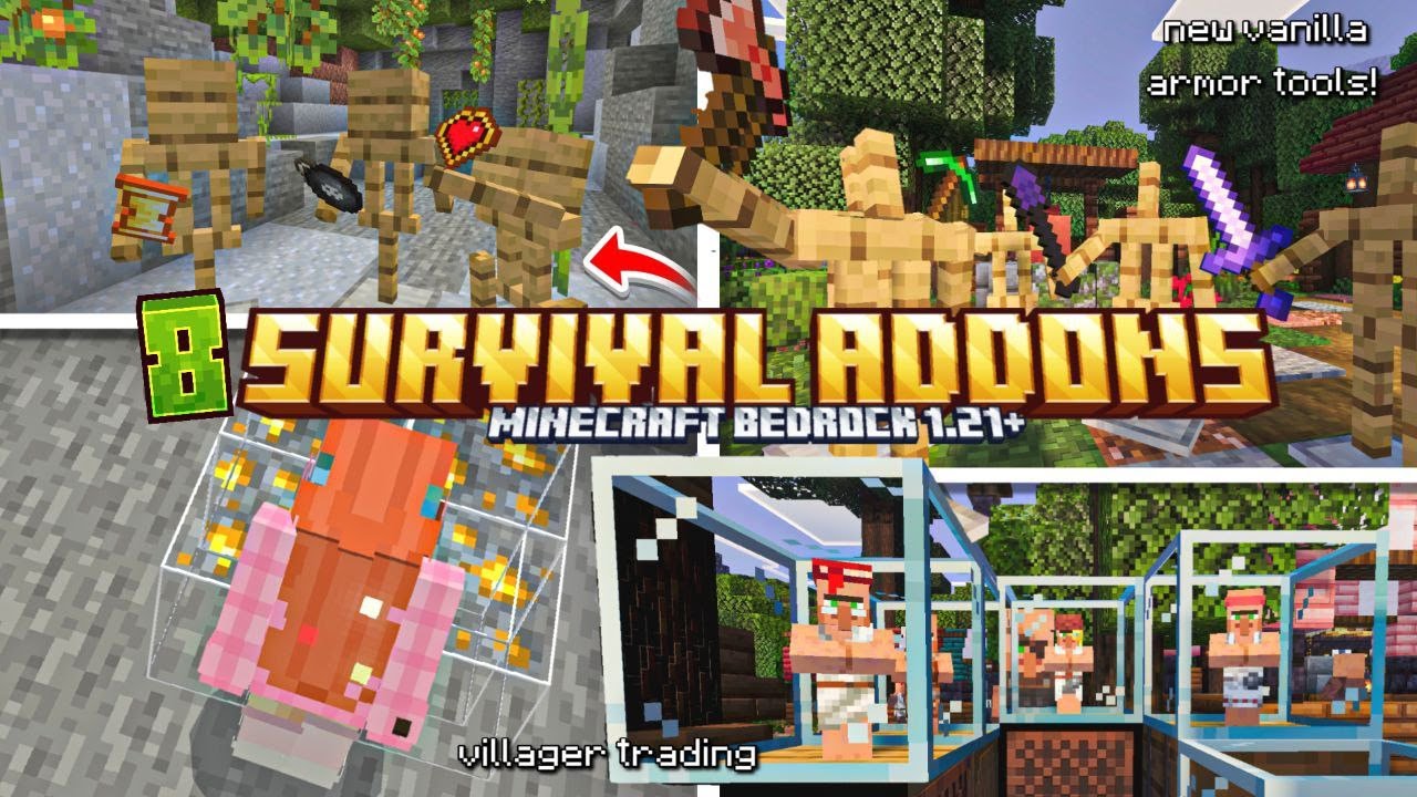 8 Most Useful Survival Addon for Minecraft Bedrock/MCPE 1.21+ [2025 Update]
