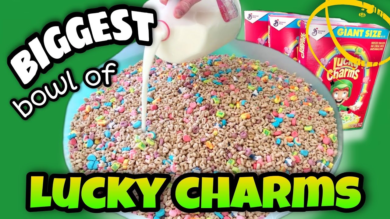 WORLD'S BIGGEST BOWL of LUCKY CHARMS | Giant Breakfast Challenge, Hungry Couple St. Patrick's Day!