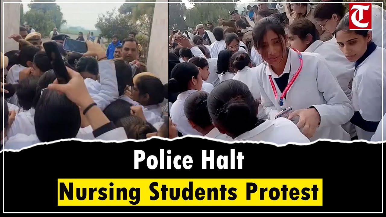 Police stop nursing students&rsquo; protest in Narnaund as CM Nayab Singh Saini attends Rakhi Garhi event