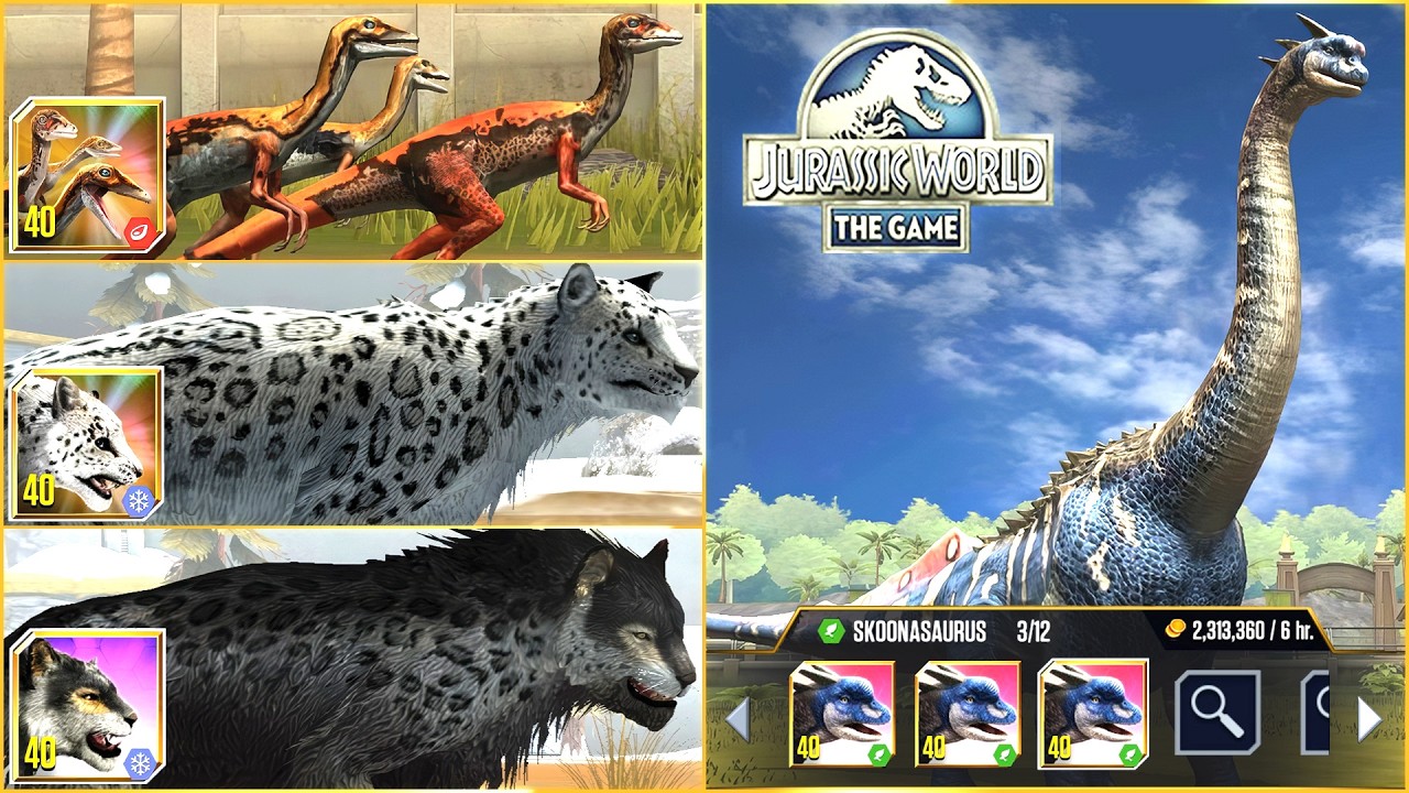 PANTHERA BLYTHEAE x SAH PANTHERA x SKOONASAURUS x COMPSOGNATHUS GEN 2 X3 | Jurassic World The Game