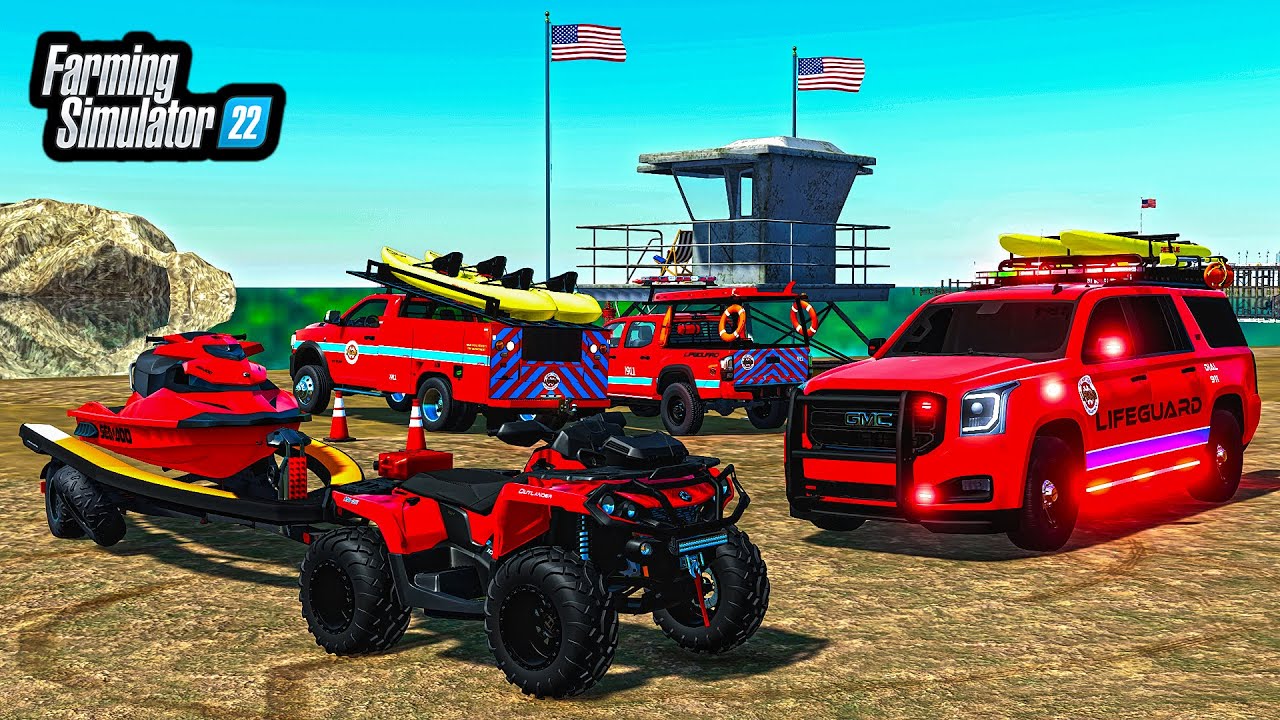 I BUILT A BEACH RESCUE STATION! (JETSKI + FOUR WHEELER) | FS22