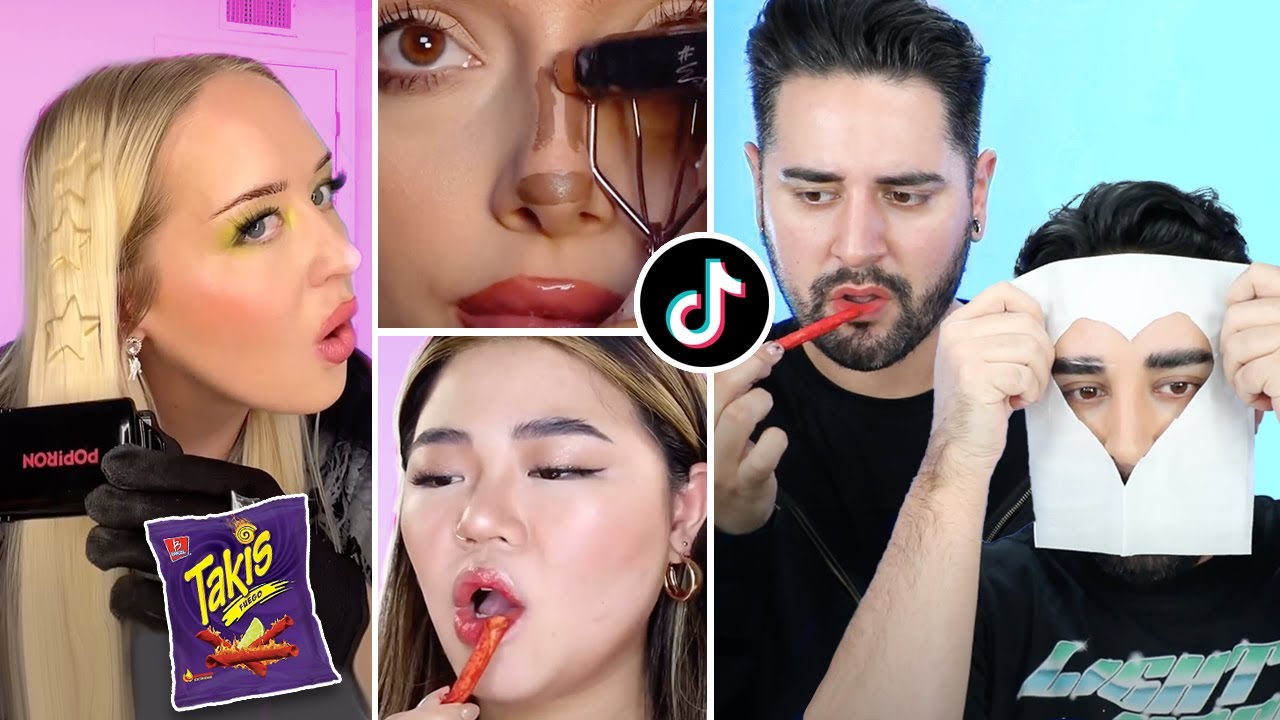 Debunking STUPID TikTok Makeup + Skincare Hacks 💜🖤 The Welsh Twins