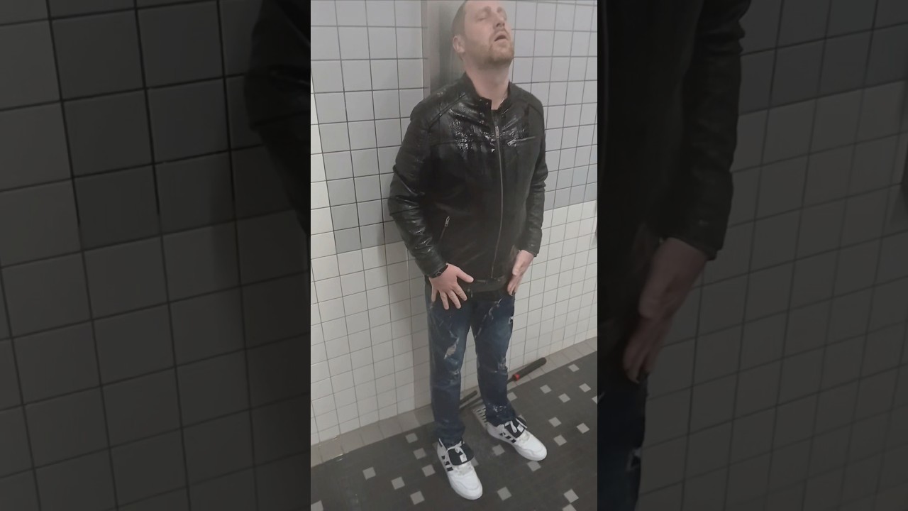 pool party shower #shower #wetleather #relaxing #wetclothes #wetlook