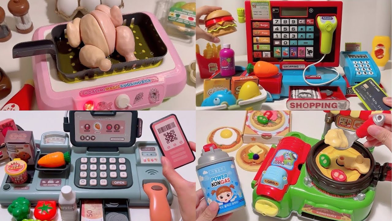[💸toy asmr💸]Compilation of toy ASMR Automatic Cash Register Palyset & Frying food toy 귀여운 장난감 놀이 모음집