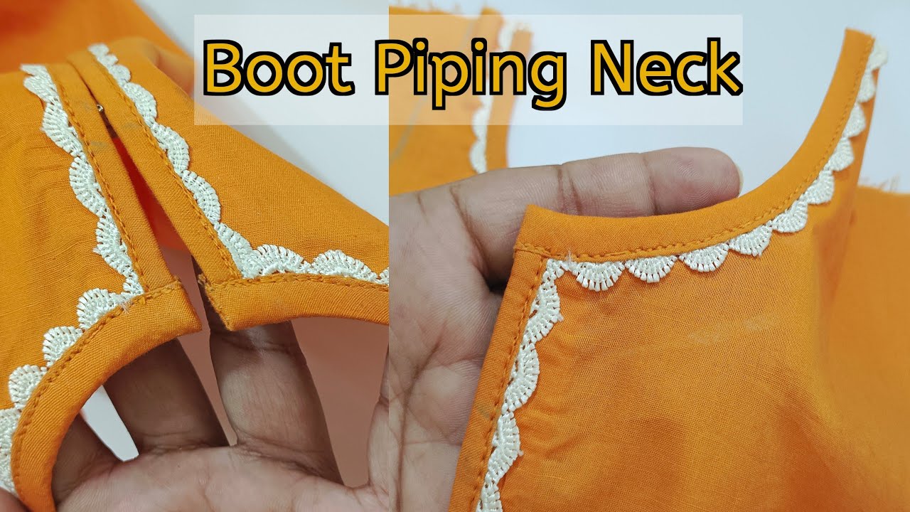 Trendy Boot piping Neck with Lace cutting and Stitching | Very easy method