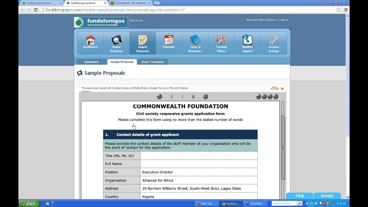 FundsforngosPro.com: A Collection of Sample Proposals