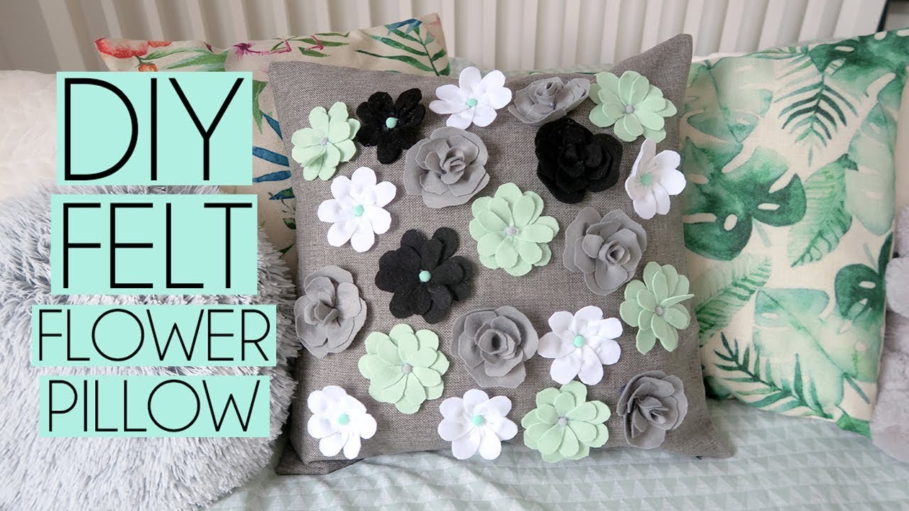 DIY Easy Felt Flower Pillow Case Home Decor