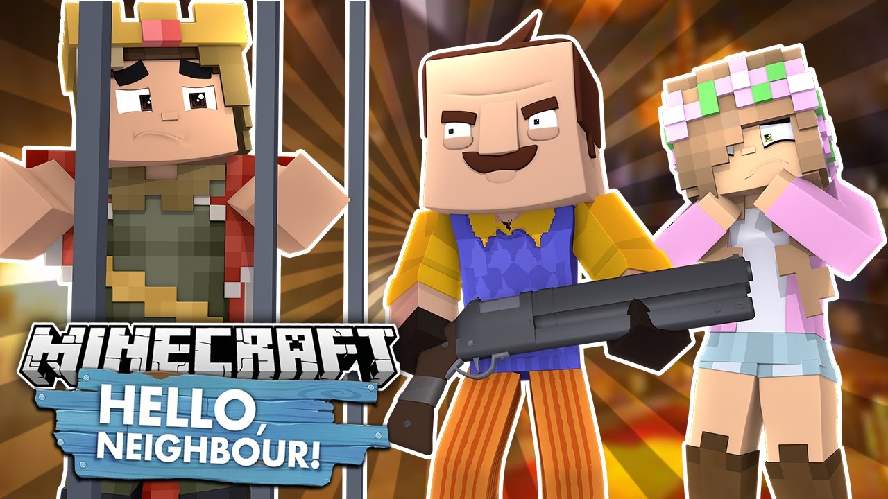 THE NEIGHBOUR TRAPS OUR DAD! Minecraft Hello Neighbour/Royal Family w/LittleKellyandCarly (Roleplay)